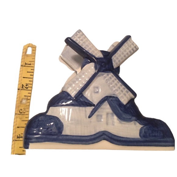 Vintage Delft Blue Porcelain/Ceramic Windmill Napkin/ Letter Holder. - Picture 3 of 13